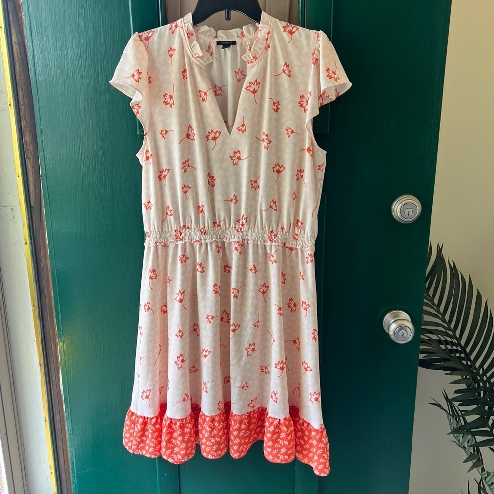 Ann Taylor Dress with Red Floral Pattern